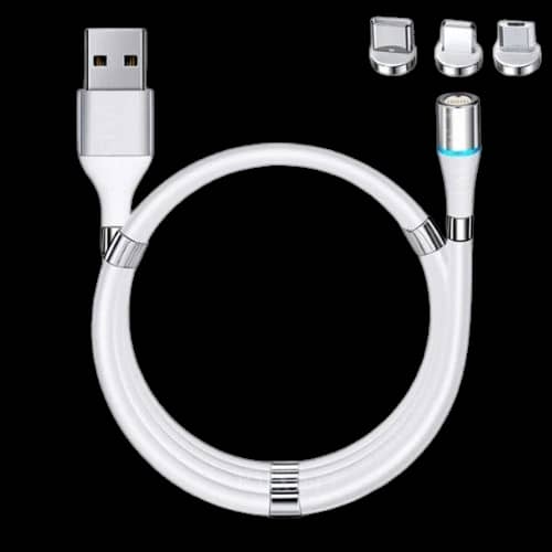 Self-winding magnetic phone charging cable